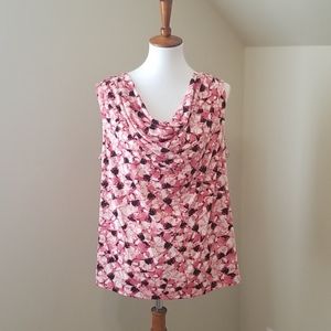 Sleeveless cowell neckline shirt